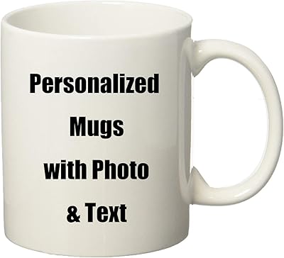 Customized white ceramic coffee cup with your own photo and text, 11 oz, (white).. DIAYTAR NIGERIA combines affordability with convenience, delivering your purchases within 5-8 days.