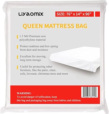 Full XL/Queen liaomix mattress bag for transport and storage, 1.5 mIL 76 "x 96", disposable mattress cover in transparent plastic.. Shop from Nigeria's largest product selection at DIAYTAR, with budget-friendly prices and swift delivery.