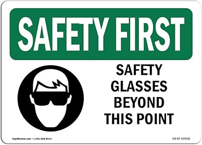 OSHA SAFETY FIRST panel - Safety glasses beyond this point with symbol | Rigid plastic panel | Protect your business, work, warehouse | Made in the United States.. DIAYTAR NIGERIA puts thousands of products at your fingertips with affordable prices and delivery within a week.