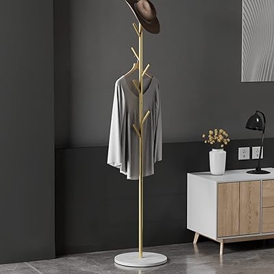 Golden Metaty Metaty Metaty coat carrier, wearing a marble fixed-based clothing with 6 hooks for clothing, hat and scarf.. Experience hassle-free shopping with DIAYTAR NIGERIA's user-friendly platform and prompt delivery service.