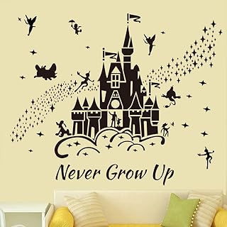 Sabzon wall sticker with Peter Pan fairy castle pattern, wall and stars never grow up stickers for DIY wall decoration for children's bedrooms, children's rooms, games room - black.. Nigeria's fastest-growing e-commerce site offers unbeatable prices and delivery within 8 days.