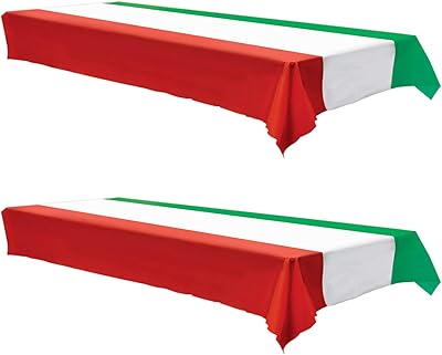 Plastic tablecloth Red, white and green Italian flag pattern, size 54 "x 108" (package of 2).. DIAYTAR NIGERIA transforms online retail with our affordable platform and dependable shipping service.