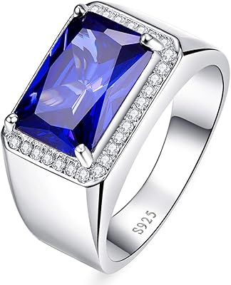Sapphire rings for men, 7 pieces, size 8 x 12 mm, with a rectangular drawing of blue sapphires. Sterling 925 silver men's rings with white cubic zircones, size 5-14.. Your budget-friendly online marketplace, DIAYTAR NIGERIA delivers a world of products in just 5-8 days.