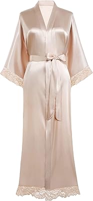 Long kimono dress in satin for bride -to -bride with lace border, unique size.. DIAYTAR NIGERIA: Connecting Nigerians with their needs through our affordable and diverse marketplace.