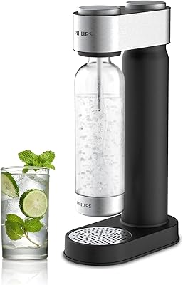 Gazéifier Machine House in Philips Stainless Steel with 1 L gasketing bottle without pet (black and white).. Discover why millions choose DIAYTAR for affordable online shopping with delivery in just 5-8 days.