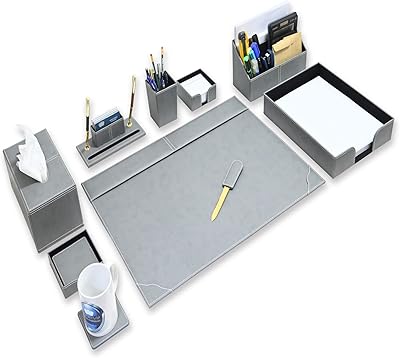 FIS management desk set in Italian polyurethane, 9 pieces, gray, FSDS172GY model.. Your digital shopping destination, DIAYTAR NIGERIA combines variety with affordability and quick delivery.