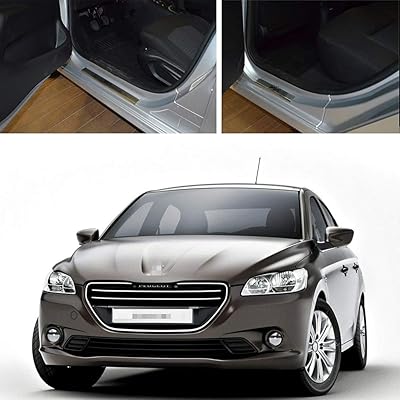 4 stainless steel protection pieces, welcome pedal stickers, striped resistant accessories, for Peugeot 301 2013-2019.. DIAYTAR NIGERIA: Where every purchase is affordable and delivery is always within a week.