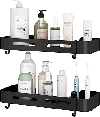 Udear corner shower support, shower shelf with adhesive, bathroom shelves with 4 hooks, for bathroom, kitchen, 2 levels, rectangular, black.. Get everything you need without leaving your home. DIAYTAR Nigeria offers a seamless shopping experience and delivers your orders quickly and reliably.