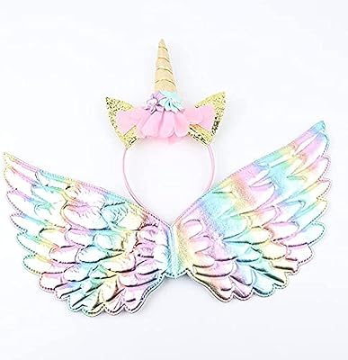 Golden unicorn band with glitter, horn and wings, set of colorful birthday party supplies for girls, happy birthday.. Shop with purpose at DIAYTAR NIGERIA, where your money goes further and delivery is always prompt.