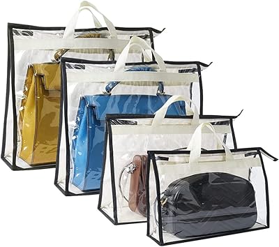 Set of 4 dust bags for handbag, transparent storage for handbag, storage organizer for suitcase, handbag cover, hung cupboard organizer with zipper and handles.. Big savings, small wait times — shop now at DIAYTAR Nigeria.