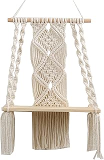 Wooden floating wall support bohemian style for bedroom, living room, child bedroom, bathroom, hand -woven rope storage support for photo frames and plant display.. Unlock endless possibilities with DIAYTAR NIGERIA's affordable marketplace and reliable delivery service.