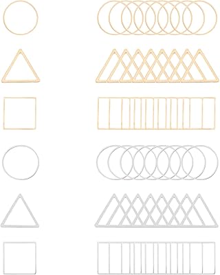 Unicraftal 36 pieces 3 Styles 304 Steel rings in stainless steel Triangles square glasses GOLD Ring connectors Manufacture of stainless steel jewelry for women.. DIAYTAR NIGERIA connects Nigerians with quality products at affordable prices, delivered in 5-8 days nationwide.