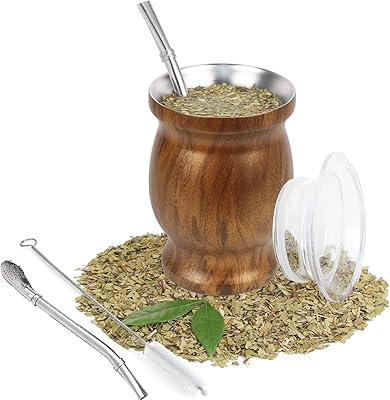 Yerba mate cup of 8 oz, set of Yerba Mate Mate Double Steel Yerba Mate, includes a bombed straw, a cleaning brush and a BPA -free cover, for matte tea, coffee and drinks (wood).. DIAYTAR NIGERIA: Where shopping dreams become reality with budget-friendly prices and prompt delivery.