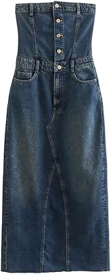 Yoiqi cut dress, blue denim dress bare back dress for woman shoulder dress for woman relaxed dress without winter straps for women (size: l).. Experience the convenience of online shopping with DIAYTAR NIGERIA's reliable 5-8 day delivery service.