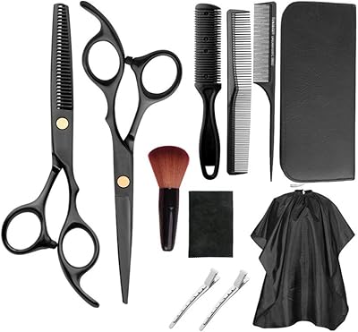 Set of 11 professional haircut scissors with slimming stainless steel scissors, comb, cap, pliers and set of children's haircut scissors, living room, house.. Your e-commerce hub for everything — DIAYTAR Nigeria has you covered.