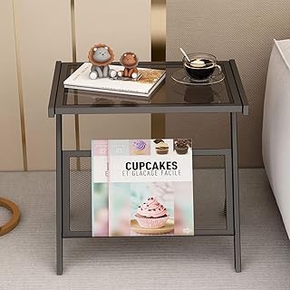 Cottis glass sofa side table with bedside holder, Z-shaped coffee table for bedroom, living room, small space 50 x 37 x 57 cm.. Elevate your shopping experience with DIAYTAR NIGERIA's vast catalog and budget-friendly options.