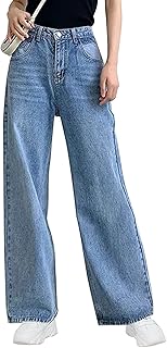 Fulfson wide leg jeans for women, Jean Boyfriend high waist with a right leg, Y2K Streetwear pants for women.. DIAYTAR NIGERIA combines affordability, variety, and convenience with nationwide delivery services.