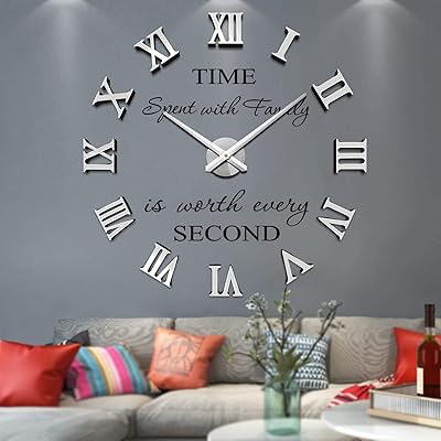 Fangold Large 3D wall clock with Roman numerals without frame or mirror surface for the decoration of the house, the living room and the bedroom (silver).. Experience the ultimate in shopping convenience with DIAYTAR NIGERIA's vast catalog and 5-8 day delivery.
