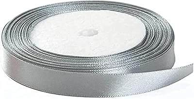 Satin ribbons for flower packaging for decoration of packaging and gifts (12 mm, 25 m, silver, gray ribbon).. Shop across boundaries with DIAYTAR NIGERIA's comprehensive platform and budget-friendly delivery.