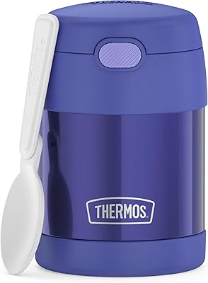 Baby food jar in stainless steel isolated under the thermos Funtainer of 10 oz with foldable spoon, purple.. Shop confidently on DIAYTAR Nigeria — everything you need, delivered quickly.