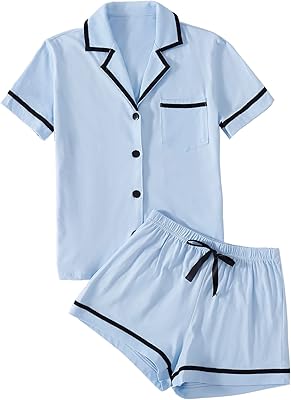 Cotton pajamas for women composed of a short -sleeved buttoned shirt and pajama shorts.. DIAYTAR NIGERIA delivers more than products - we deliver affordable solutions within the week.