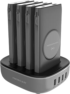 Powerology Wireless Food Bank 4 in 1 10,000 mAh 20 W PD QC with integrated cable compatible with Lightning and Type-C, fast loading, compact and practical, fully loads several devices (black).. Explore limitless products on DIAYTAR Nigeria — at the lowest prices.