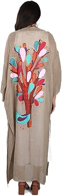 Abaya for women embroidered with a colorful pattern by Haya Beige.. The smarter way to shop online in Nigeria is through DIAYTAR Nigeria.