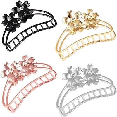 Hair claws in the shape of a yaplin metal flower with false diamonds - pack of 4.. DIAYTAR NIGERIA: Where thousands of products meet affordable prices and reliable 5-8 day delivery.