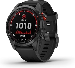 Garmin Fenix ​​7S solar energy GPS watch, dark gray with black bracelet.. Need something fast? Order it now from DIAYTAR Nigeria.
