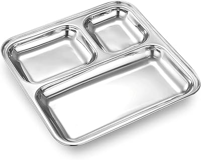 Garden of Arts Small Robust square plate in stainless steel with trays.. DIAYTAR NIGERIA: Where quality meets affordability, with thousands of products delivered in less than 8 days.