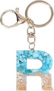 Initial keychain pendant letter R in blue resin for car wallet.. DIAYTAR NIGERIA delivers happiness in 5-8 days with our affordable and diverse product range.
