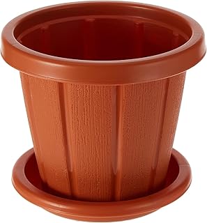 Cosmoplast round flower jar with tray, capacity 15 liters, size 12 inch, terracotta.. Your home for smart shopping — DIAYTAR Nigeria delivers fast and cheap.