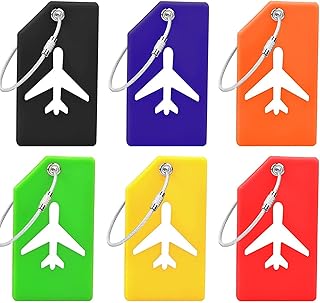Luggage labels, 6 silicone luggage tags, bright -colored luggage tags with nominal identification label and stainless steel rings for suitcase (multicolored).. Shop efficiently with DIAYTAR NIGERIA, offering thousands of products at unbeatable prices delivered promptly.