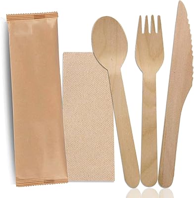 Set of disposable wooden cutlery (25 pieces) set of camping tools (fork, knife, spoon and towel) (25 pieces).. From office supplies to fashion — DIAYTAR Nigeria brings it fast.