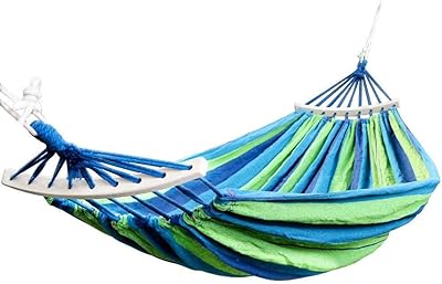 Evermall outdoor fabric campsite, foldable and stable wooden hammock for lawn and garden - Blue.. DIAYTAR NIGERIA: Where shopping meets satisfaction with affordable prices and prompt delivery services.