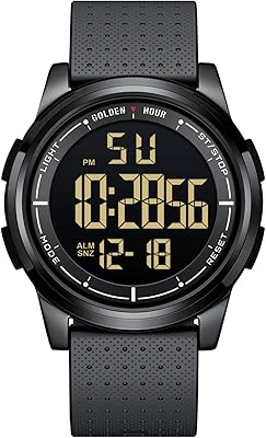 Ultra fine waterproof digital sports watches with simple Golden Hour for Men design with wide angle display and rubber bracelet for men and women.. Experience the future of shopping with DIAYTAR NIGERIA's extensive selection delivered in just 5-8 days.
