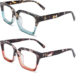 Retro glasses without prescription transparent glasses for women, 2 pieces of retro glasses with full frame, simple blue anti-blue glasses for travel and holidays.. DIAYTAR NIGERIA: Connecting Nigerians with affordable products through our expansive e-commerce platform.