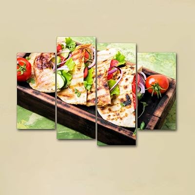 Printing on canvas, vegetarian pita sandwich, framed wall images, digital printing, abstract painting, room decoration, desk, house, ready to hang - 4 panels.. With DIAYTAR Nigeria, you can browse through thousands of items at the best prices. Place your order today and receive it in less than a week.