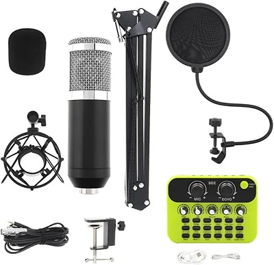 Margoun professional capacitor microphone with v8 live tuner audio interface card (green).. DIAYTAR NIGERIA: Your partner in affordable online shopping with dependable delivery within 8 days.