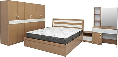 Ford AFT series bedroom set - very large bed, matt white and beige.. DIAYTAR NIGERIA transforms online retail with unbeatable prices and consistent delivery timeframes.