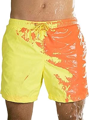 Bathing shorts with changing colors for men, summer shorts with fast drying with mesh lining above the knee, swimsuit adjusted with fast drying (xxl), yellow to orange, xxl.. DIAYTAR NIGERIA: Where affordability meets variety, with thousands of products delivered in less than 8 days.