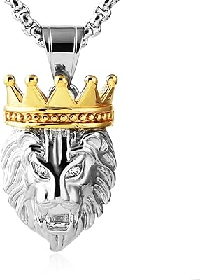 Classic necklace in stainless steel silver/gold color for men, hip hop jewelry, lion head pendant, rhinestone metal, no.. Why waste time in traffic when you can shop online at DIAYTAR Nigeria? Enjoy convenience, unbeatable prices, and prompt delivery anywhere in Nigeria.
