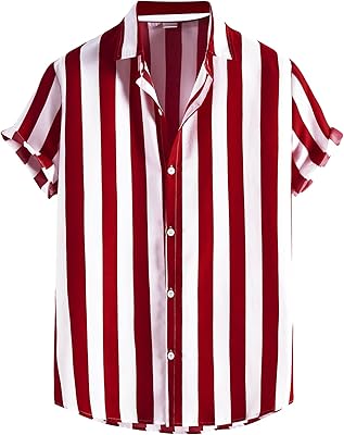 Georgletter relaxed shirts buttoned with short sleeves and striped printed collar for men.. Shop with purpose at DIAYTAR NIGERIA, where your money goes further and delivery is always prompt.