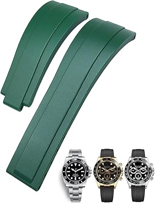 Daikms 20 mm Daikm rubber watch bracelet 21 mm for Rolex Daytona Submariner GMT Yacht-Master Oysterflex Silicone Bracelet with deploying loop (Color: Green without loop, Size: 21 mm).. Shop local, shop fast — DIAYTAR Nigeria delivers across the country.