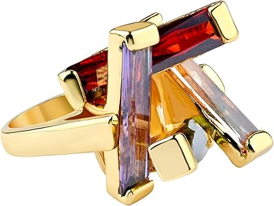 Multicolored Crystal Ring Modern rectangular intertwining for elegant women in moonstone.. Shop with confidence at DIAYTAR NIGERIA, where affordability meets reliability in less than 8 days.