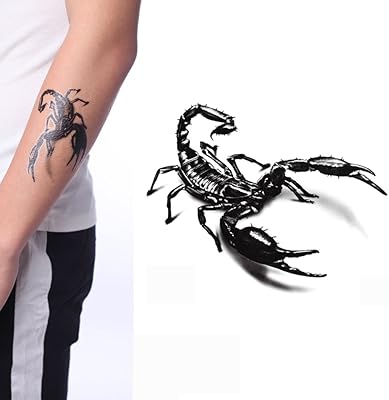 Yeeech 3D scorpion temporary tattoo sticker for black men (2 leaves).. DIAYTAR NIGERIA transforms dreams into deliveries with our affordable prices and reliable shipping.