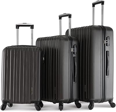 Set of 3 light ABS baggage with men and women lock, unisex with robust steel structure, dark gray.. DIAYTAR NIGERIA: Where affordability meets variety in Nigeria's most comprehensive online marketplace.