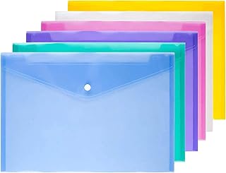 Plastic files, 6 a4 documents, pocket files for school, office, homework, travel storage