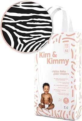 Kim & Kimmy diapers - size 4, 9-14 kg, quantity 52 zebra.. DIAYTAR NIGERIA: Where value shopping meets reliable 5-8 day delivery across the nation.