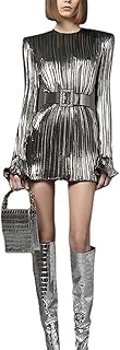Zippo evening dress for women, evening silk evening dress with long sleeves and adjusted cut (color: gray, size: s).. DIAYTAR NIGERIA brings the market to your fingertips with affordable prices and prompt delivery service.